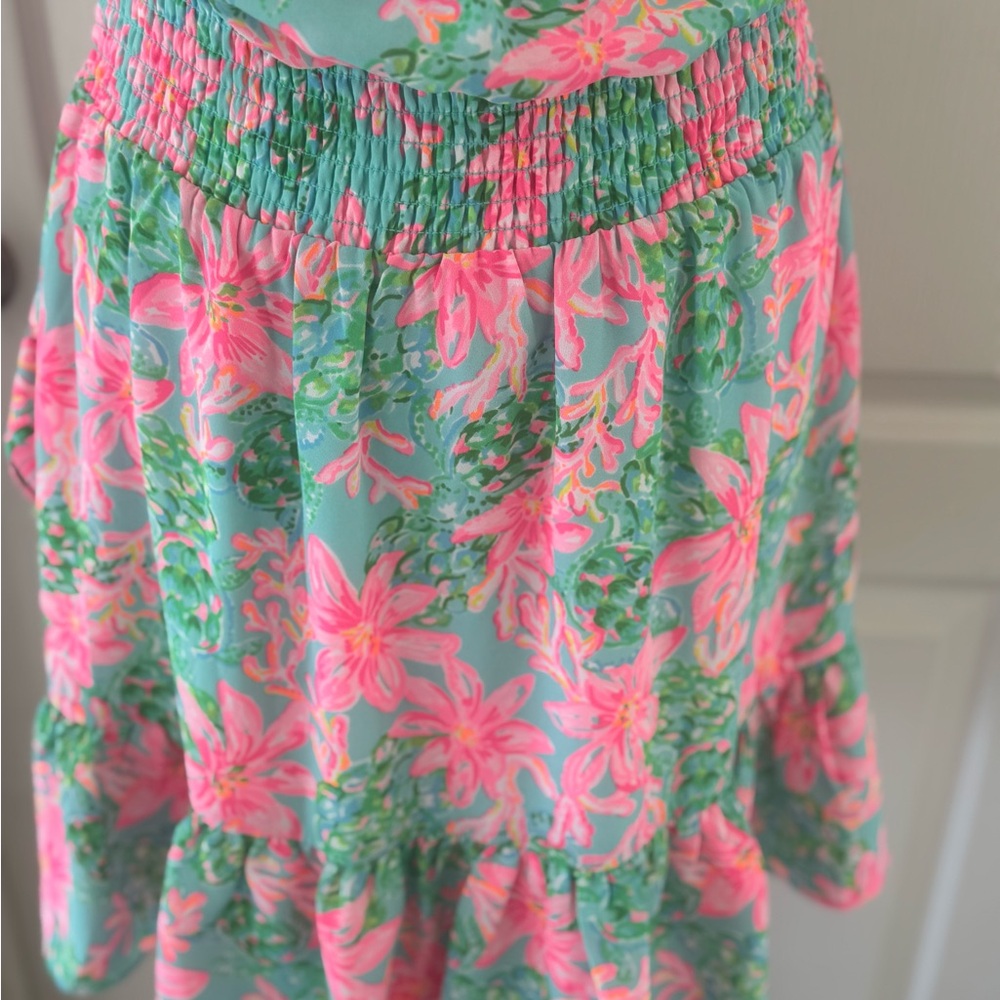 Lilly Pulitzer Pink and Green Floral Mini Dress SZ 6 - Picture 7 of 9